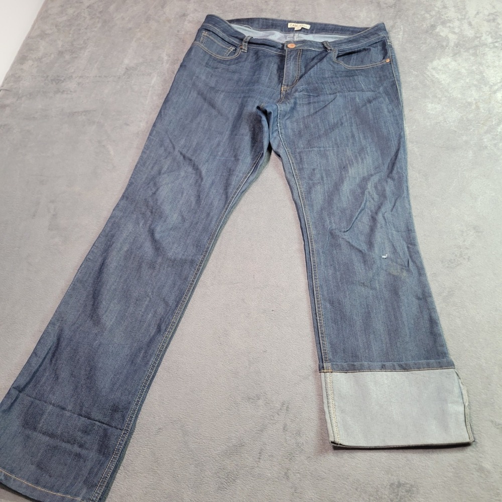 Cabi Jeans Women 14 Blue Wide Leg‎ Dark Wash Cuffed Denim Style 334 Casual SEO